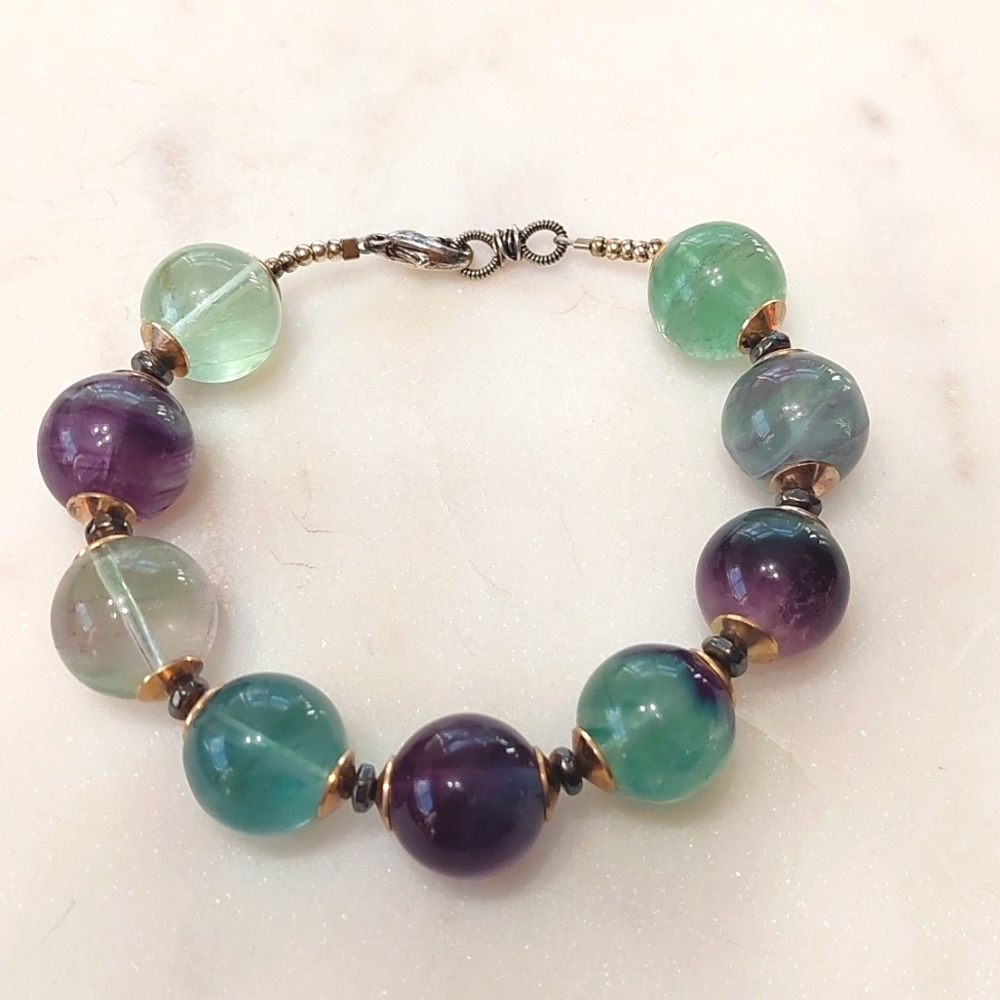 Chunky Fluorite Stone Beads Bracelet